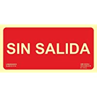 MovilCom® - Señal luminiscente SIN SALIDA PVC 0-7mm Clase B 300X150mm homologado cumple CTE- RIPCI nueva legislación…